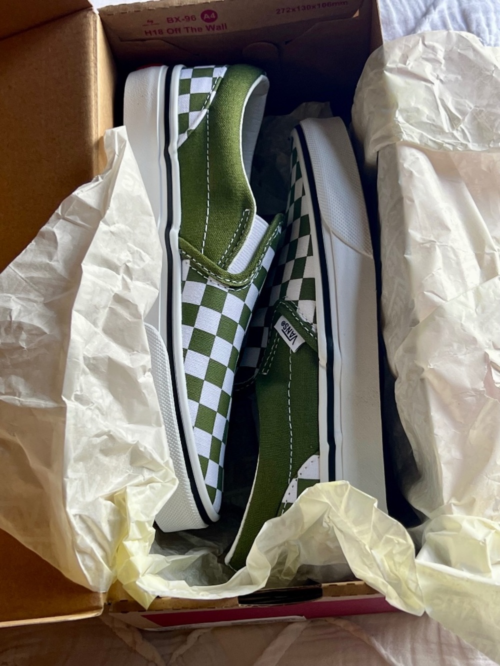Vans- slip on checkerboard size 2 youth